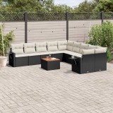 vidaXL Set canapele de grădină cu perne, 11 piese, negru, poliratan 3224754