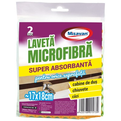 Laveta microfibra super absorbanta Misavan, 20 x 17 cm, 2 buc/set foto