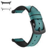 Curea hibrid piele-silicon, compatibila cu Samsung Galaxy Watch Ultra, Spring Green