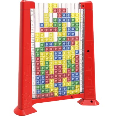 Joc de inteligenta tetris puzzle tangram flippy, 70 de piese multicolore, 3d, montessori, interactiv, din plastic, zar inclus, sac depozitare piese, v foto