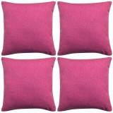VidaXL Huse de pernă cu aspect de p&acirc;nză, 80 x 80 cm, roz, 4 buc.
