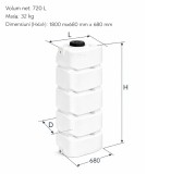 Rezervor ValPurio dublustrat 700 litri, H 1790 mm