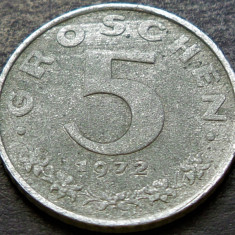 Moneda 5 GROSCHEN - AUSTRIA, anul 1972 * cod 2834 A