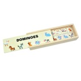 Joc domino in cutie de lemn, joc educativ care dezvolta atentia si invatarea, Maxx, model animale, 28 piese
