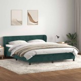 Pat cu arcuri cu saltele verde &icirc;nchis 180x210 cm catifea