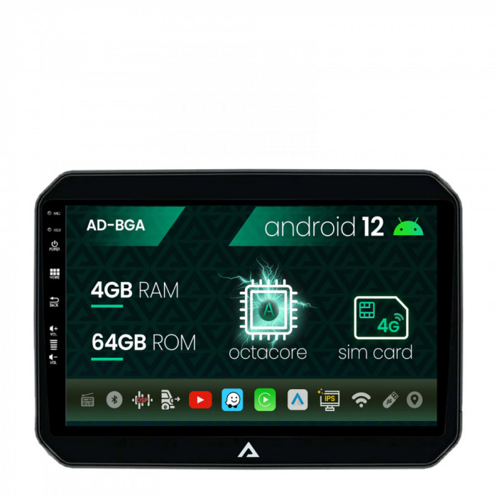 Navigatie Suzuki Ignis (2016+), Android 12, A-Octacore 4GB RAM + 64GB ROM, 9 Inch - AD-BGA9004+AD-BGRKIT308