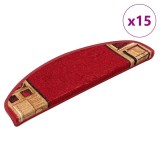 vidaXL Covorașe scări autoadezive, 15 buc., roșu, 65 x 21 x 4 cm