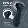 Stimulator Clitoridian Air Pulse Pro 2 Generation 3 + Bluetooth/App, Negru, Satisfyer
