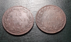 2x 10 Bani 1867 Primul set de monede Carol I Regatul Romaniei! foto