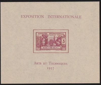 Senegal Colonii franceze 1937 - Omnibuse , Expozitia Mondiala Paris , colita nedantelata , MNH , Mi.170 foto