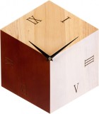 Ceas de perete VIVILINEN, lemn masiv/metal, natur/negru, 25,5 x 29,5 x 2 cm