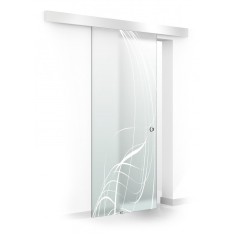 Usa culisanta Boss &reg; model Lava alb, 60x215 cm, sticla mata 8 mm, glisanta in ambele directii