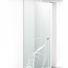 Usa culisanta Boss ® model Lava alb, 60x215 cm, sticla mata 8 mm, glisanta in ambele directii