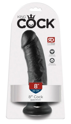 King Cock - Dildo realist cu corzi și ventuză 20 CM negru foto