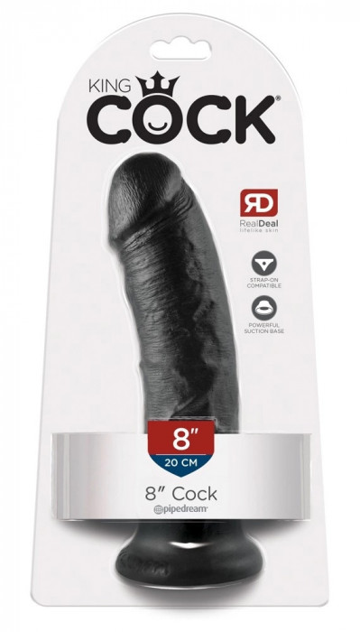 King Cock - Dildo realist cu corzi și ventuză 20 CM negru