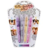 Pix cu gel Trendhaus CH31382, pentru tatuaje, set 4 culori cu sclipici