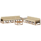 vidaXL Set de canapele de exterior cu pernă 9 pcs Natural și Bej 3381329