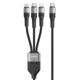 Duzzona - Data Cable 3in1 (A4) - USB-C to Type-C, Lightning, Micro-USB, 100W, 1.3m - Grey