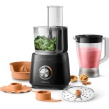 Robot de bucatarie Philips Viva Collection HR7510/10,800W, tehnologie PowerChop, 29 de functii, 1.5L, presa de citrice, tub XXL de alimentare, Negru