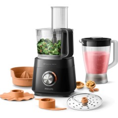 Robot de bucatarie Philips Viva Collection HR7510/10,800W, tehnologie PowerChop, 29 de functii, 1.5L, presa de citrice, tub XXL de alimentare, Negru