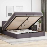VidaXL Pat otoman cu saltele și LEDs, gri, 160x200cm, piele ecologică 3312165