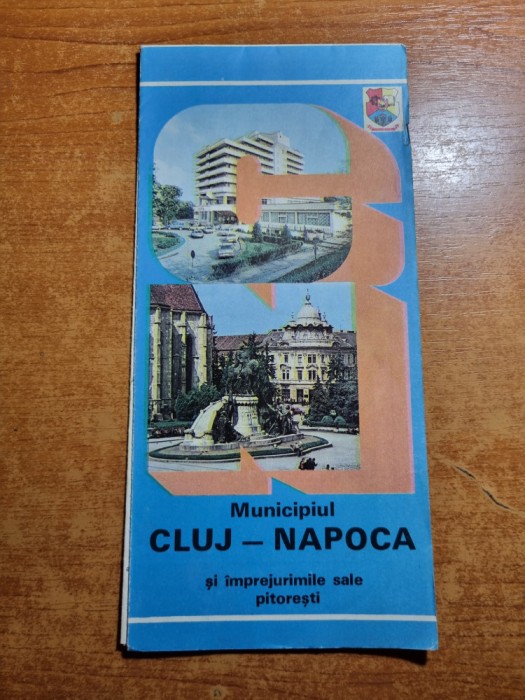 harta orasului cluj napoca - din anul 1986 - dimensiuni 47 / 33 cm