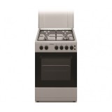 Aragaz HFSC-S50LITG-SL, Gaz, 4 arzatoare, Dispozitiv de siguranta plita si cuptor, Plita cu aprindere electrica, Timer, Grill, 50 cm, Argintiu