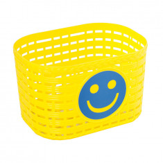 Cos fata bicicleta copii Rival Store, 25x15x15, logo smile, galben/albastru, max 2.5kg