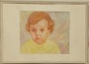 Vera Marcu (1924-2000) - cap de copil (1988) - acuarela - dimensiuni 105/75 cm, Portrete, Realism