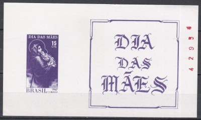 Brazilia 1967 - Ziua Mamelor, Colita NDT, MNH foto