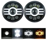 2 x LED Far Lumina Lampa 178mm/7inch 50W Hi/Low/DRL/Indicator Halo Intermitente 12V 24V