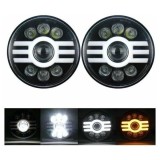 2 x LED Far Lumina Lampa 178mm/7inch 50W Hi/Low/DRL/Indicator Halo Intermitente 12V 24V