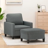 Fotoliu canapea cu taburet, gri &icirc;nchis, 60 cm, textil
