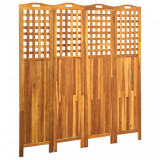 Paravan de cameră cu 4 panouri, 161x2x170 cm, lemn masiv acacia, vidaXL