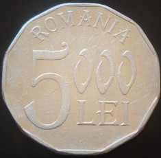 Moneda 5000 LEI - ROMANIA, anul 2002 *cod 77 - aluminiu foto