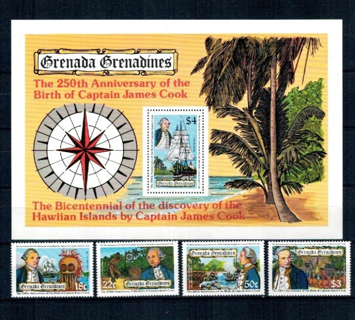Grenada Grenadines 1978 - Căpitanul James Cook, navigație, serie si colita neuzata