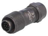 Mufă ST12 tată PIN: 9 IP67 5&divide;8mm 3A WEIPU 125V pentru lipire pe cablu