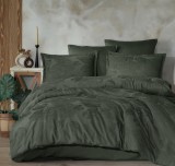 Cumpara ieftin Lenjerie pentru pat dublu Clasy, cu 4 fete de perna, Deluxe Jacqard Palmera Green