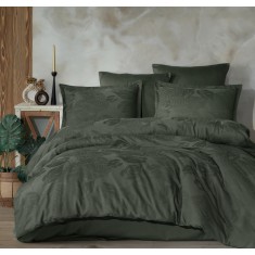 Lenjerie pentru pat dublu Clasy, cu 4 fete de perna, Deluxe Jacqard Palmera Green