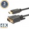 Cablu DVI-D 24+1 la HDMI 3m 10.2Gbps 2.0v aurit Delight