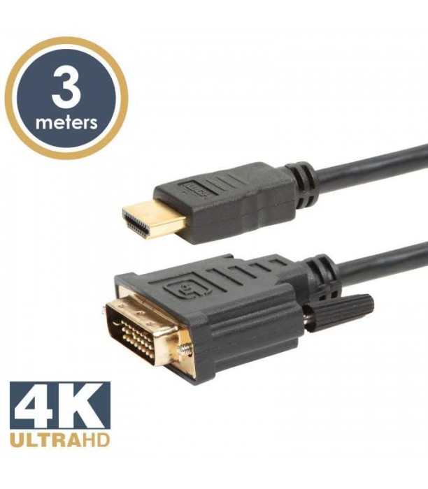 Cablu DVI-D 24+1 la HDMI 3m 10.2Gbps 2.0v aurit Delight