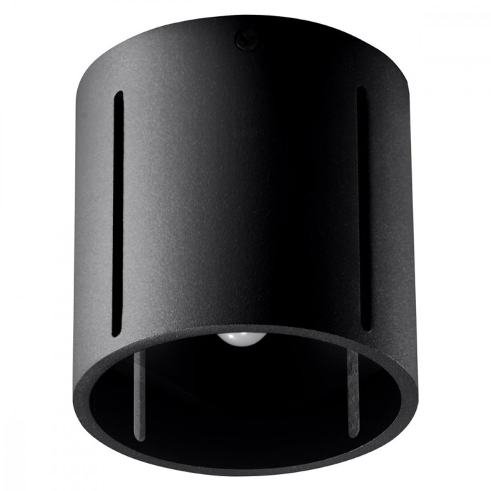 Lampă De Tavan Inez Negru Aluminiu 1 Bec Cilindric Modern De Interior