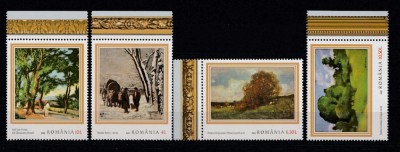 Anotimpurile &amp;icirc;n pictura rom&amp;acirc;nească, N. Grigorescu, T. Aman, I. Iser, St. Luchian, 2022, LP 2398, MNH foto