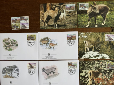 tajikistan - pesti - serie 4 timbre MNH, 4 FDC, 4 maxime, fauna wwf foto