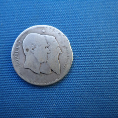 1 franc 1880 Ag 4,6 g ,25 mm /BELGIA-LEOPOLD I