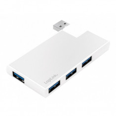 HUB USB Logilink UA0303, USB 3.0 x 4, Alb foto