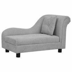 Canapea pentru caini cu perna, gri, 83x44x44 cm, plus