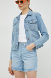 Levi&#039;s pantaloni scurți din denim femei, uni, high waist 29961.0034-LightIndig