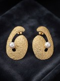 Cumpara ieftin Cercei din Argint 925 Placati cu Aur Golden Baroque Shell , Opulenta E i Sculptura Organica