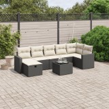 Cumpara ieftin Gossi set mobilier de gradina cu perne, 8 piese, negru, poliratan